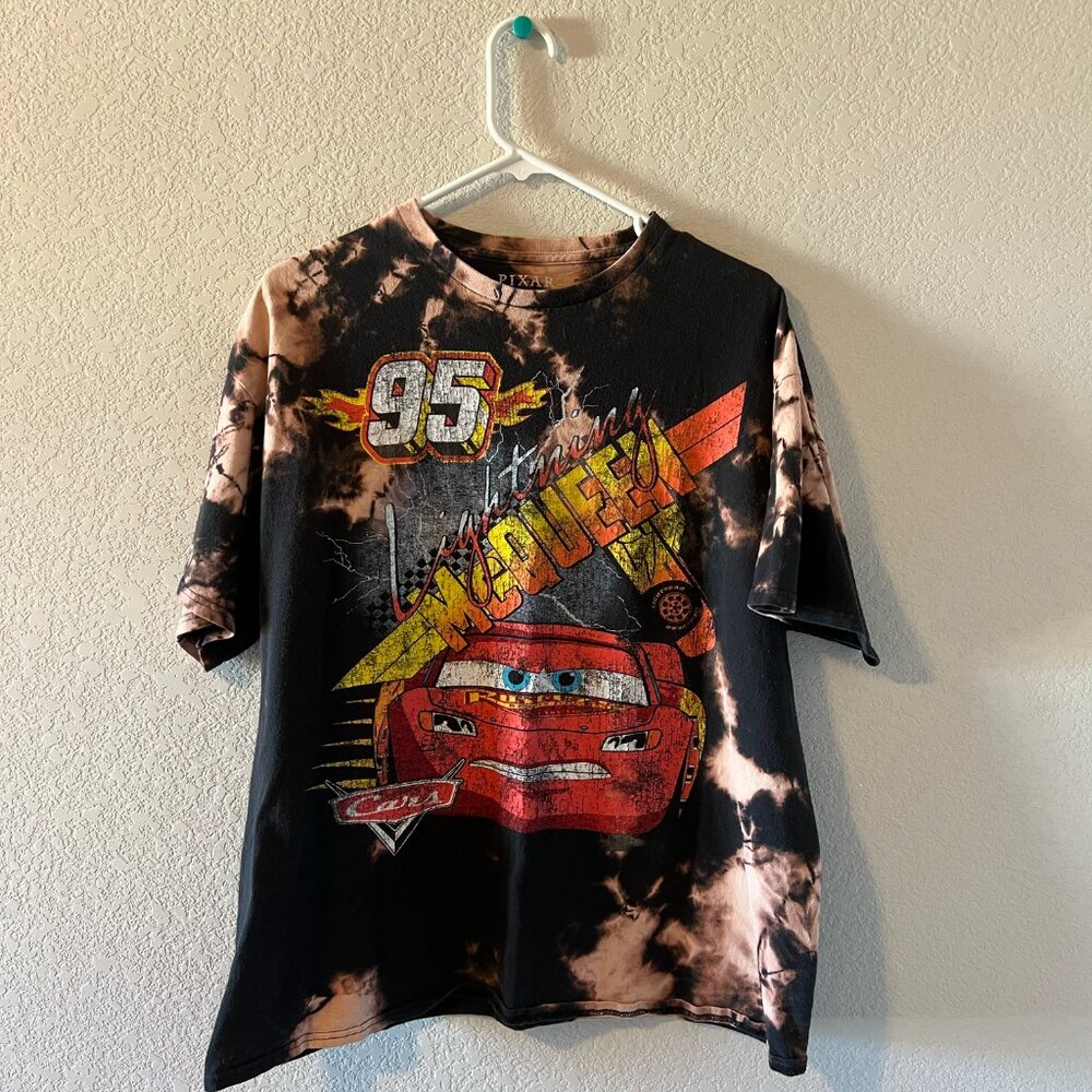 Custom Bleached Lightning McQueen Tee – Men’s XL